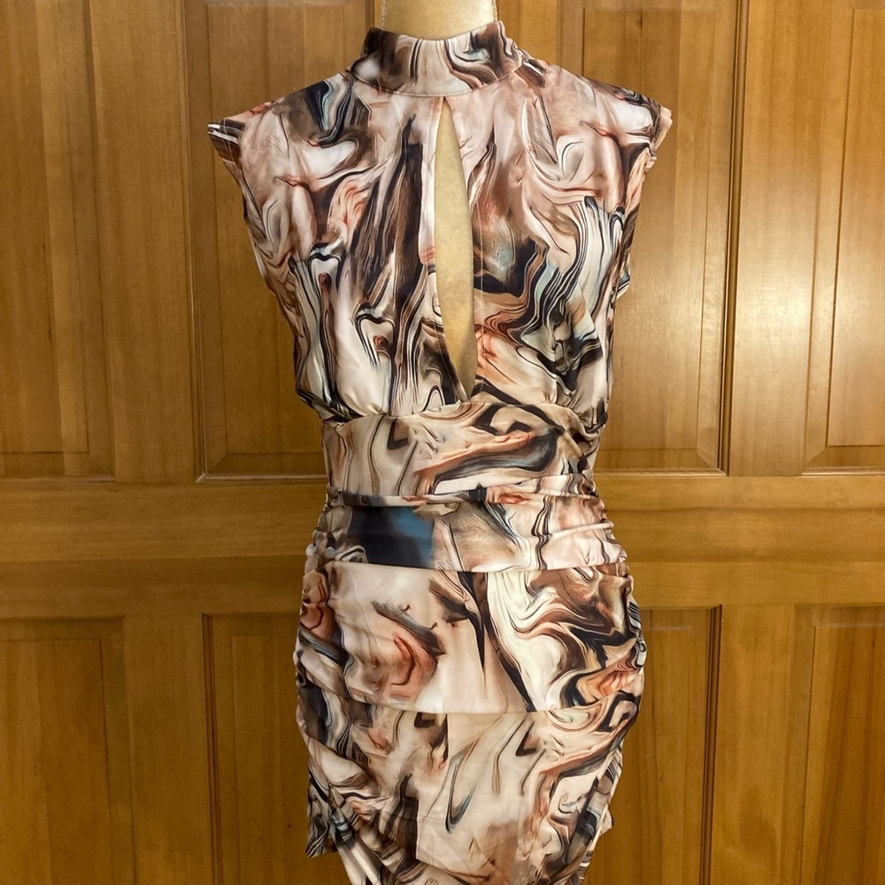 Marble Ruched Mini Designer Dress - Picture 13 of 16